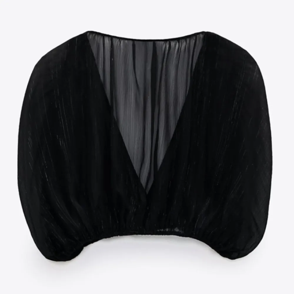 ZARA METALLIC THREAD SHEER CROP TOP in Black Gold, Size XS, NWT - Image 6