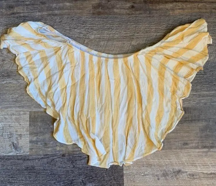 Striped Ruffle OTS Crop Top - Image 3