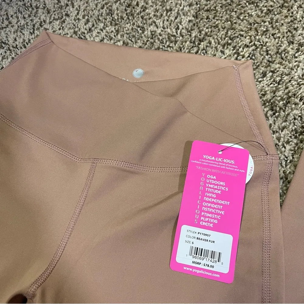 Yogalicious High Waisted Crossover Flare Leggings size S Beaver Fur Color - Image 5