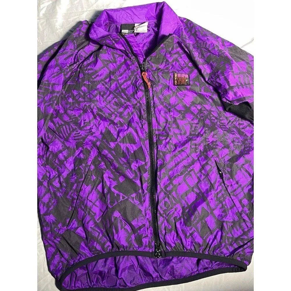 Vintage Illuminite Jacket Women’s Sz Medium Purple Black Zip Up Jacket - Image 3