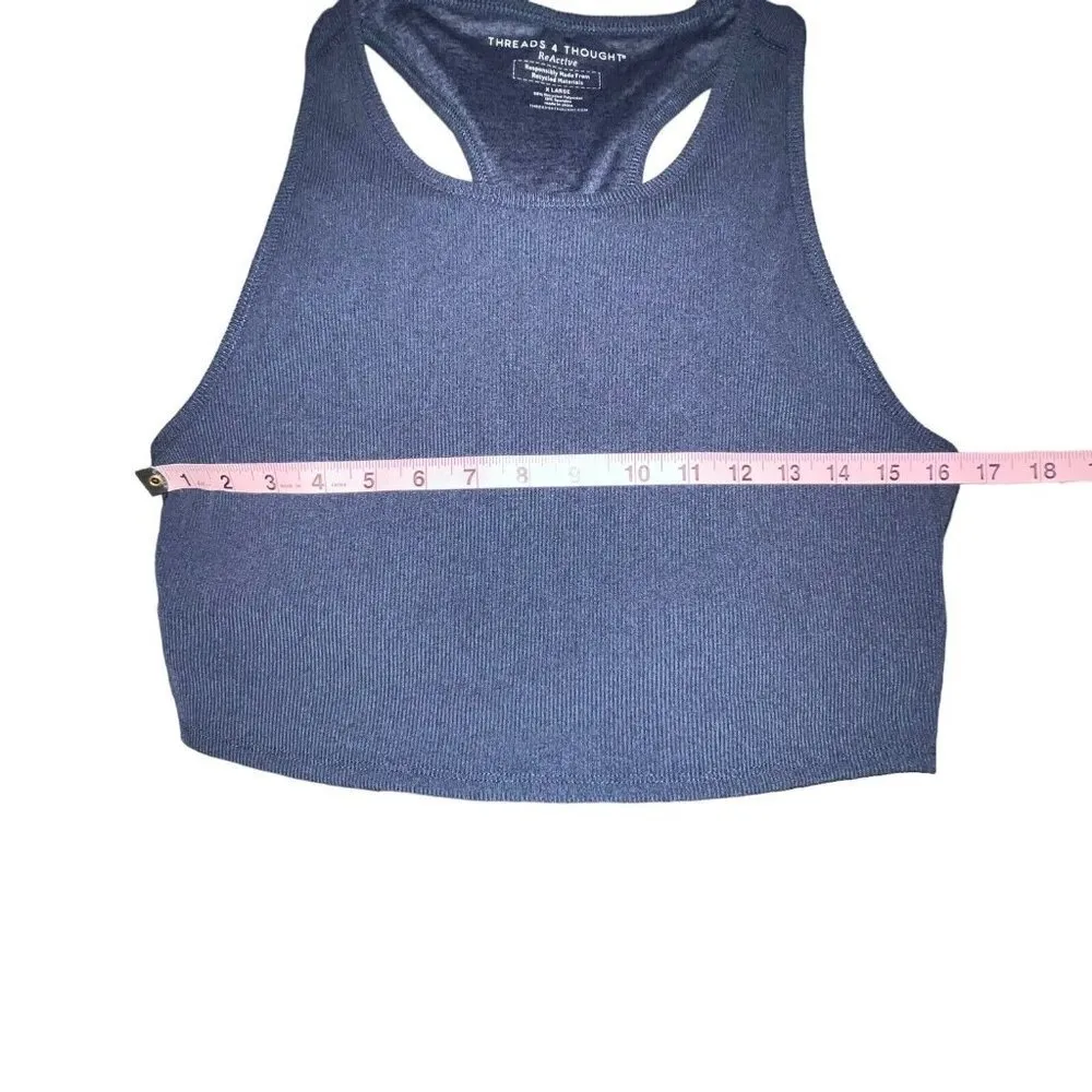 THREADS 4 THOUGHT KENSI RIB SPORTS BRA NAVY‎ BLUE RACERBACK WOMEN XL SHELF BRA - Image 6