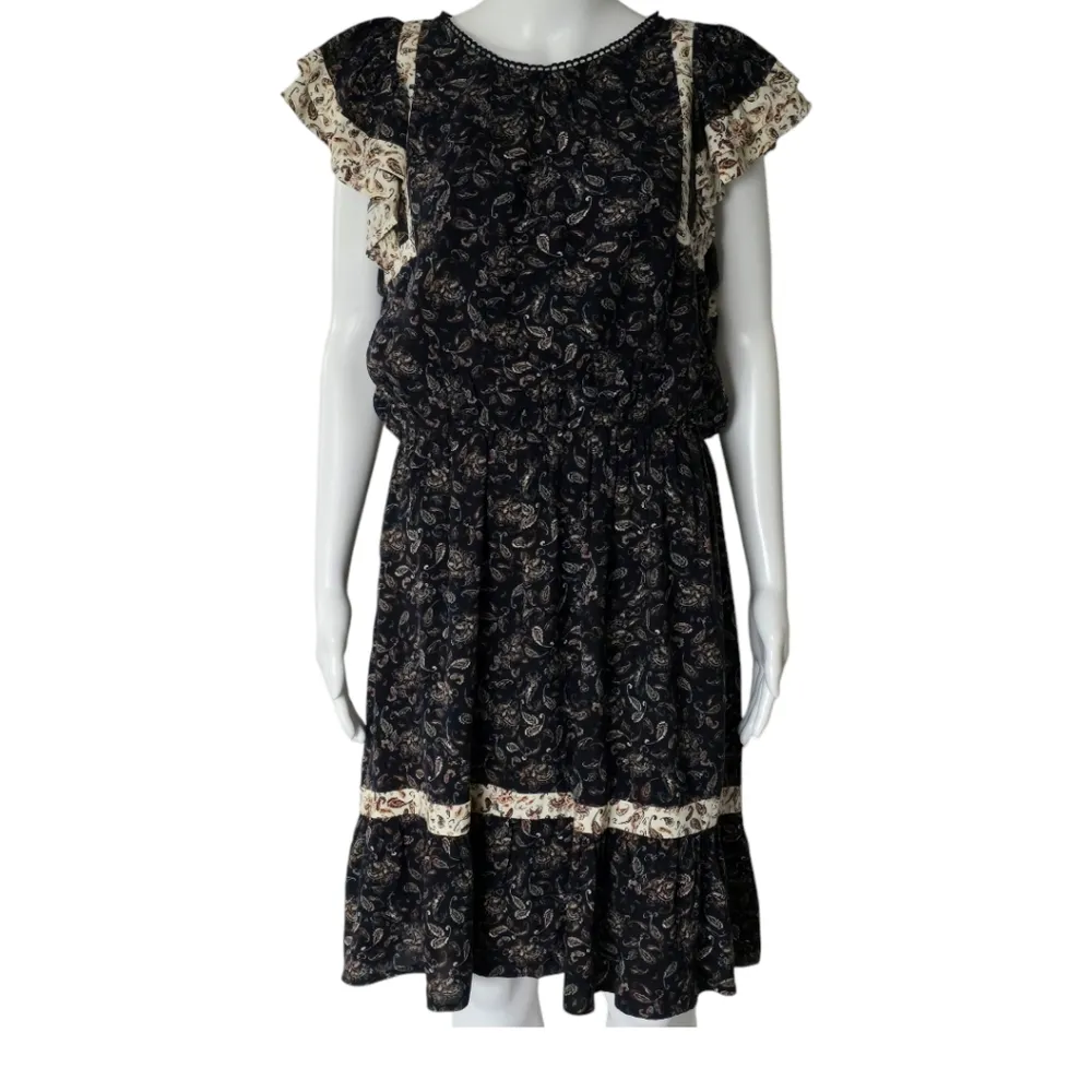 Maurices Navy Paisley Mixed Print Flutter Sleeve Mini Dress Size Large - Image 2