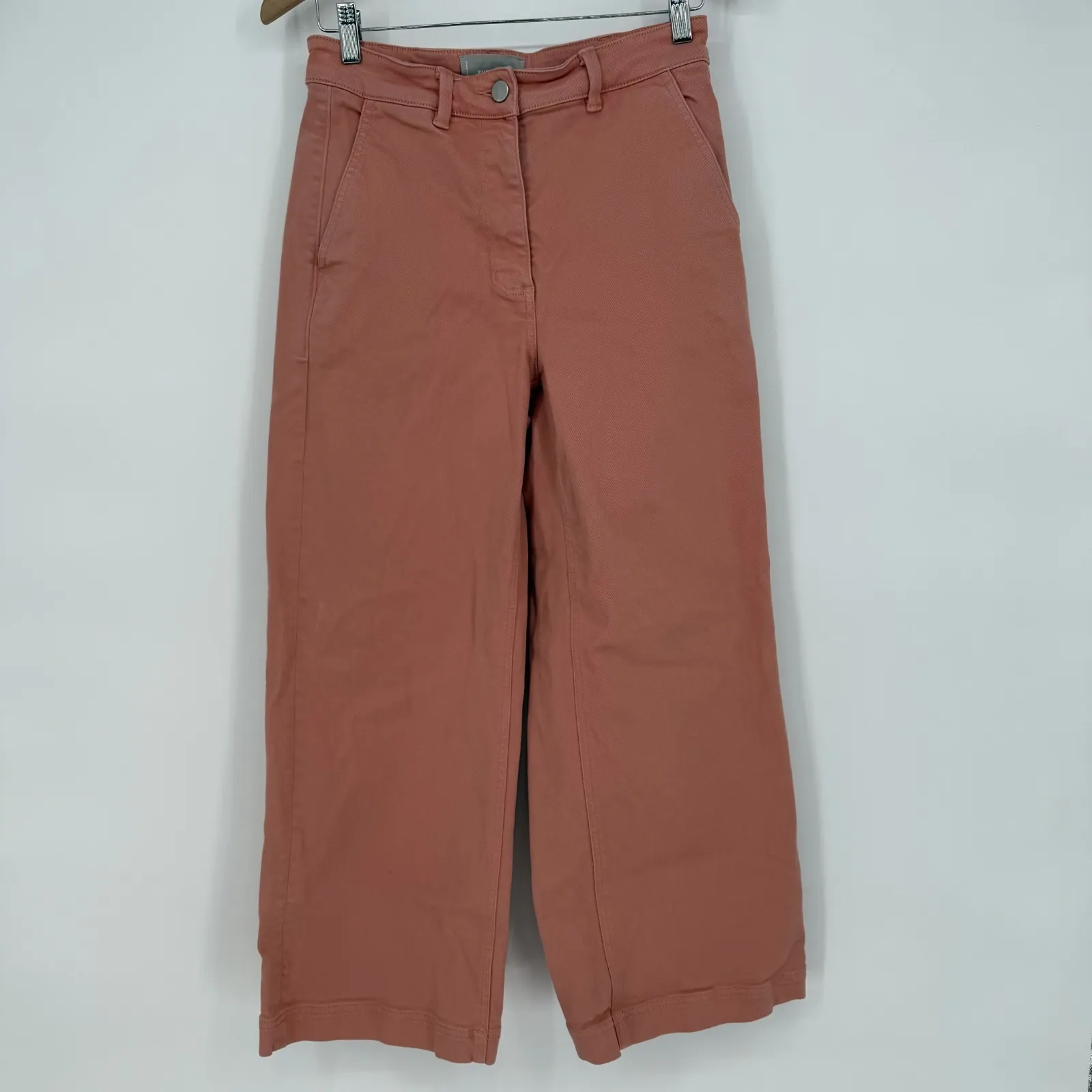 Everlane Chino Pants Pink Canvas Cotton Stretch‎ Wide Leg Outdoor Boho Womens 6 - Image 2