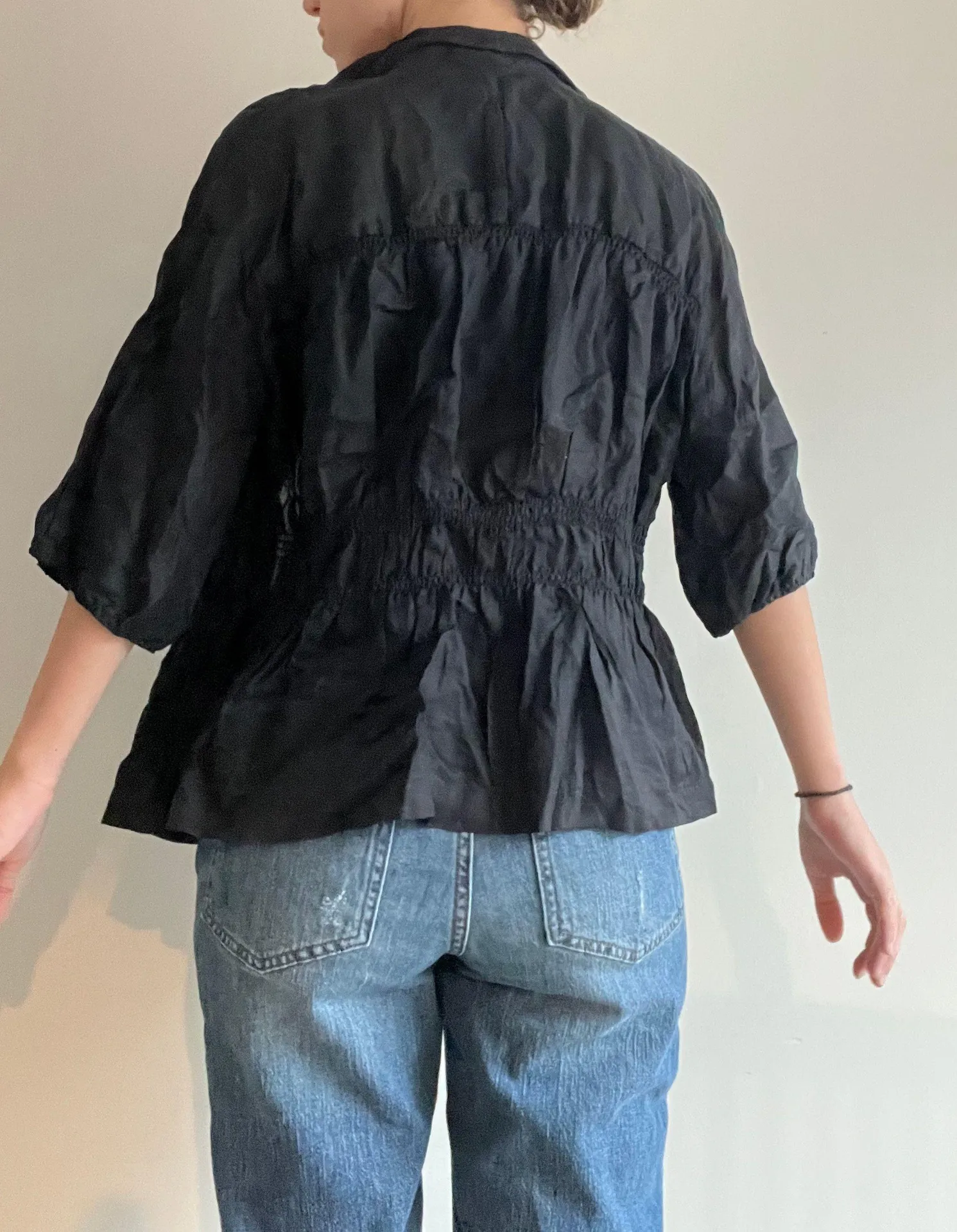 Black Essential Smocked Top  - Image 3