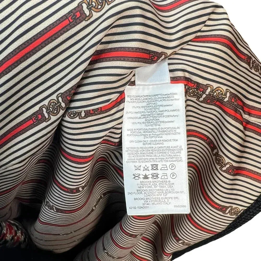 Brooks Brothers Wool Blend Tartan Cardigan‎ Tunic Blazer Red Black Plaid Size 14 - Image 16