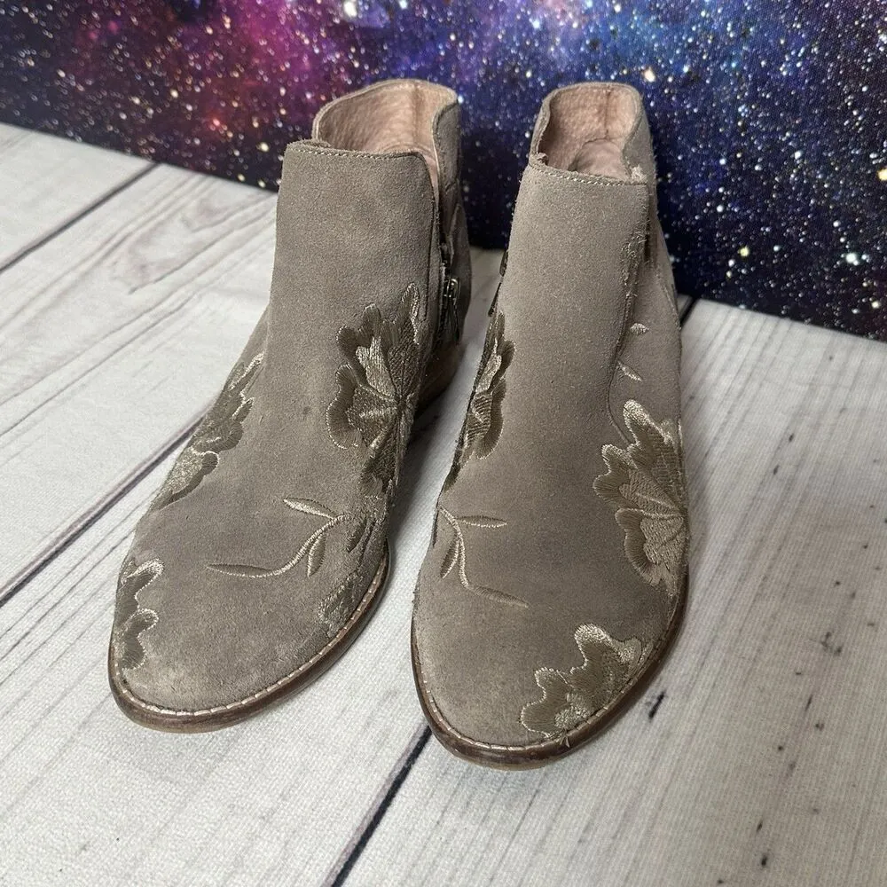 Seychelles Lantern Ankle Boots Taupe Embroidered Western Boho Floral Sz 7.5 - Image 3