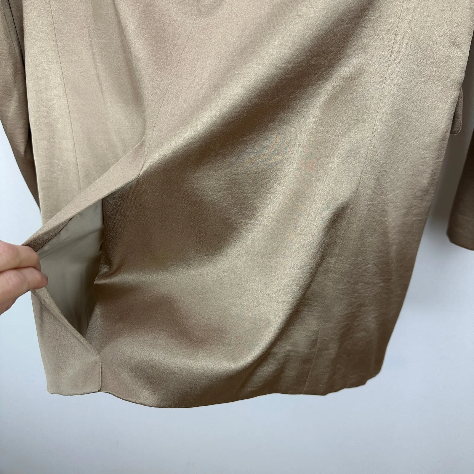 Madewell Satin Oversized Blazer Jacket Matchstick Beige Viscose Blend US 0 NWT - Image 14