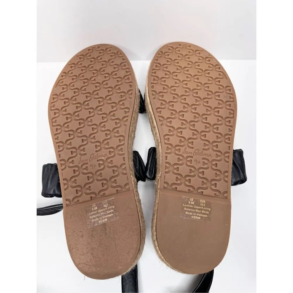 Sam Edelman Sandals Womens 9.5 Black Leather Wraparound Espadrille Platform - Image 10