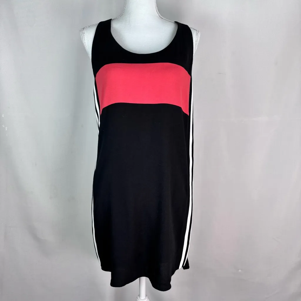 Rebecca Minkoff black and pink sleeveless dress white stripes on sides Size 4 - Image 2