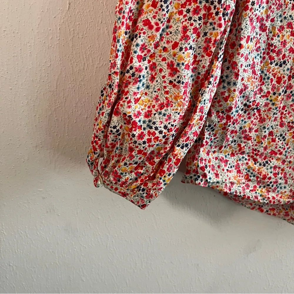 J Crew Blouse Liberty Print Phoebe Floral Ruffle Neck Long Sleeves Top Sz S EUC - Image 9