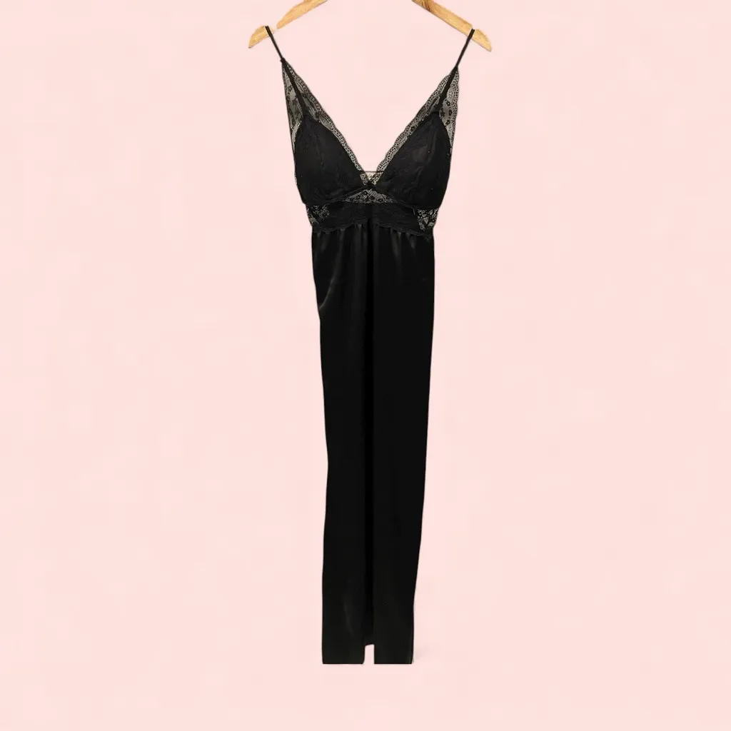 Dreamy Y2K style whimsigoth satin lace sexy maxi dress boho queen lingerie look - Image 3