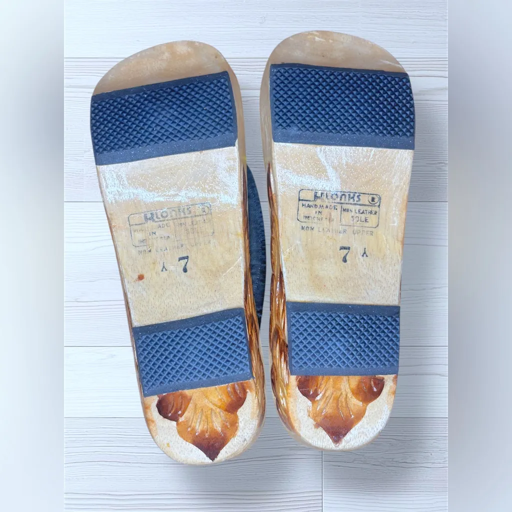 KLONKS Women’s Wooden Engraved Summer Beach Sandals Black Size 7 - Image 4