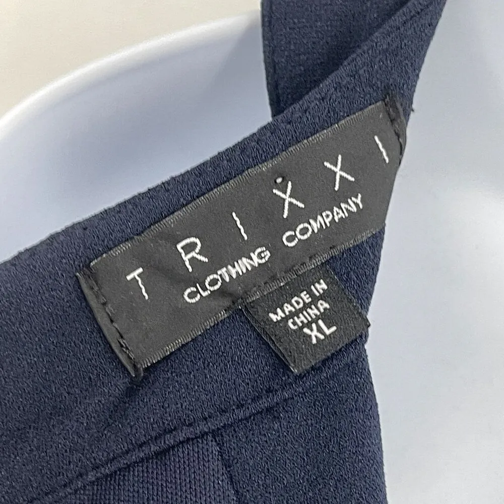 Scalloped Halter Neck Wide Leg Sleeveless Jumpsuit Romper Trixxi Navy Blue XL - Image 12