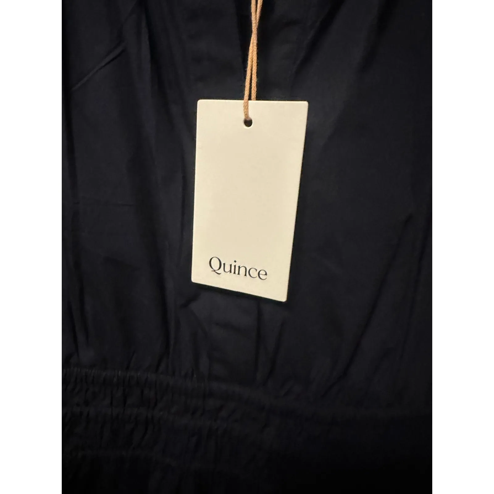 NWT Quince 100% Organic Cotton Poplin Tiered Maxi Dress Navy Size Small - Image 2