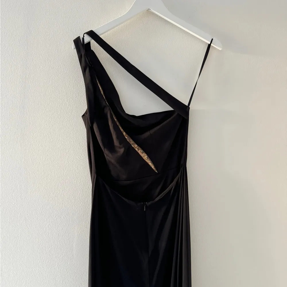 MAC DUGGAL Black One Shoulder Gown with Sheer Embellished Cut Out S - Image 7