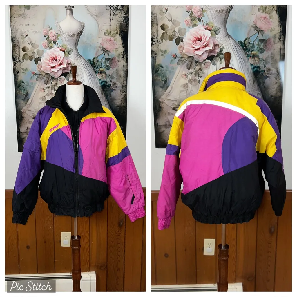 Super Cool Vintage 1980s/90s Ice Point Ski Puffer Jacket! Pink Size M - Image 2