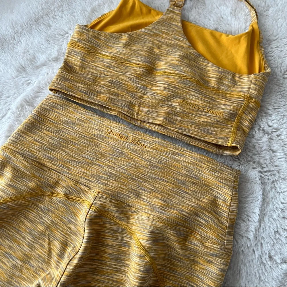 Outdoor Voices Matching Set Free Flow Crop Top and Bike shorts Sunset Yellow - Image 4