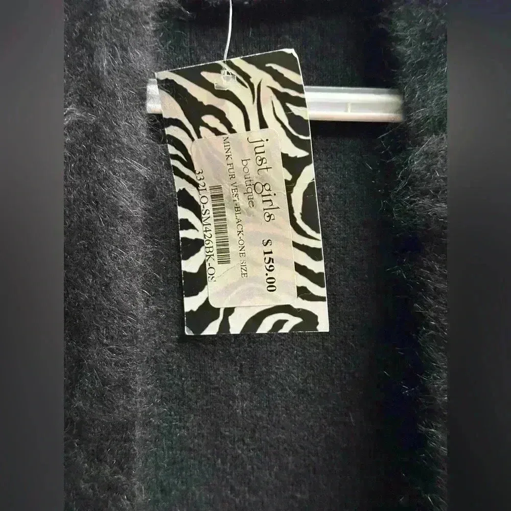 NEW | Just Girls Boutique Oversized Mink Fur Vest Cardigan | Black Mink | OS Size undefined - Image 2