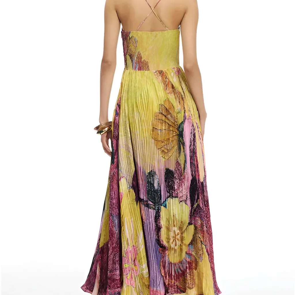 Multicolor Maxi Dress Yellow Size L - Image 5