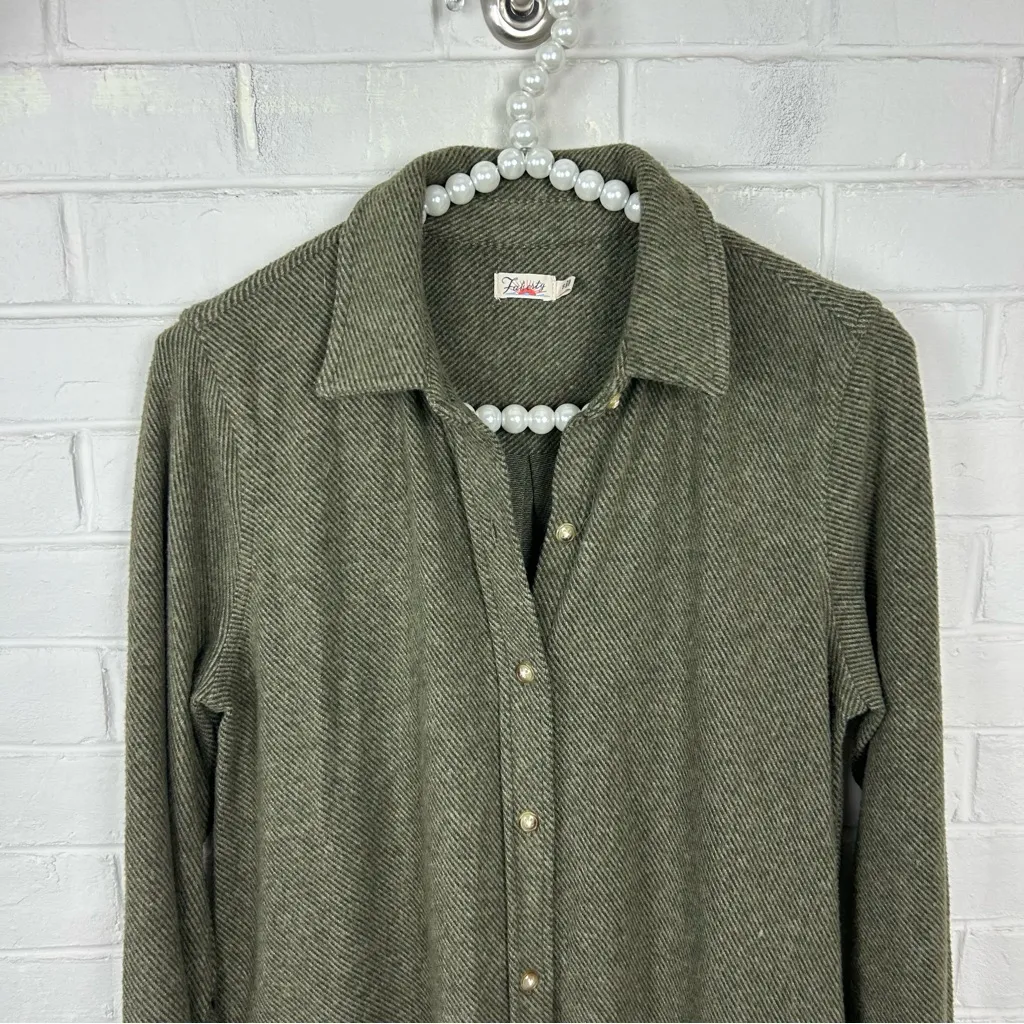 Faherty Legend Knit Sweater Dress in Olive Green Melange Twill Size S - Image 5