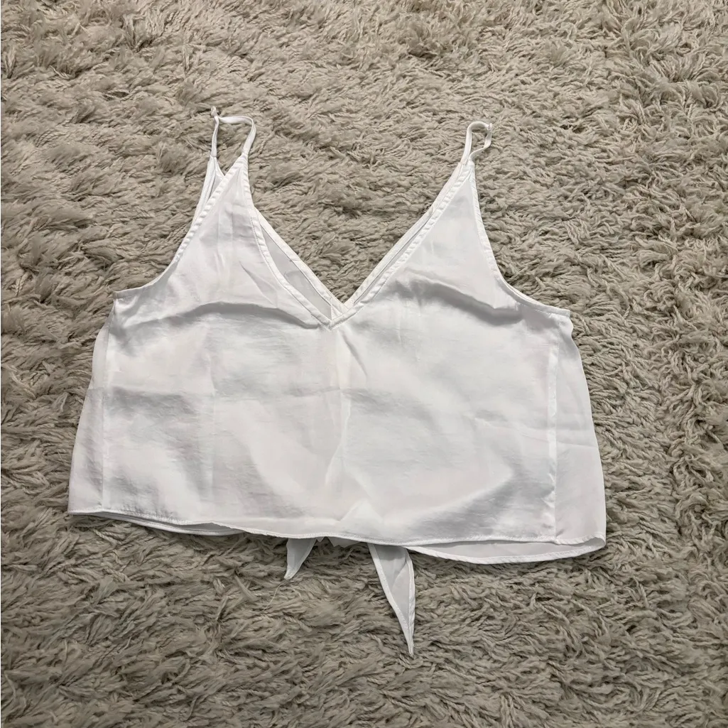 Free People White Button-Down Tie Tank Camisole Size M - Image 5