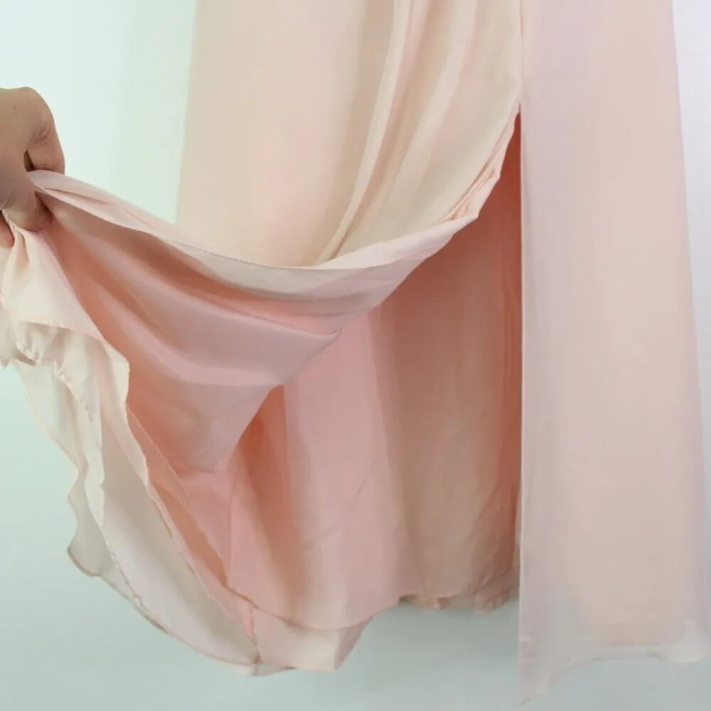 Bill Levkoff Pleated Chiffon One Shoulder Maxi Dress Pink Size 8‎ - Image 4
