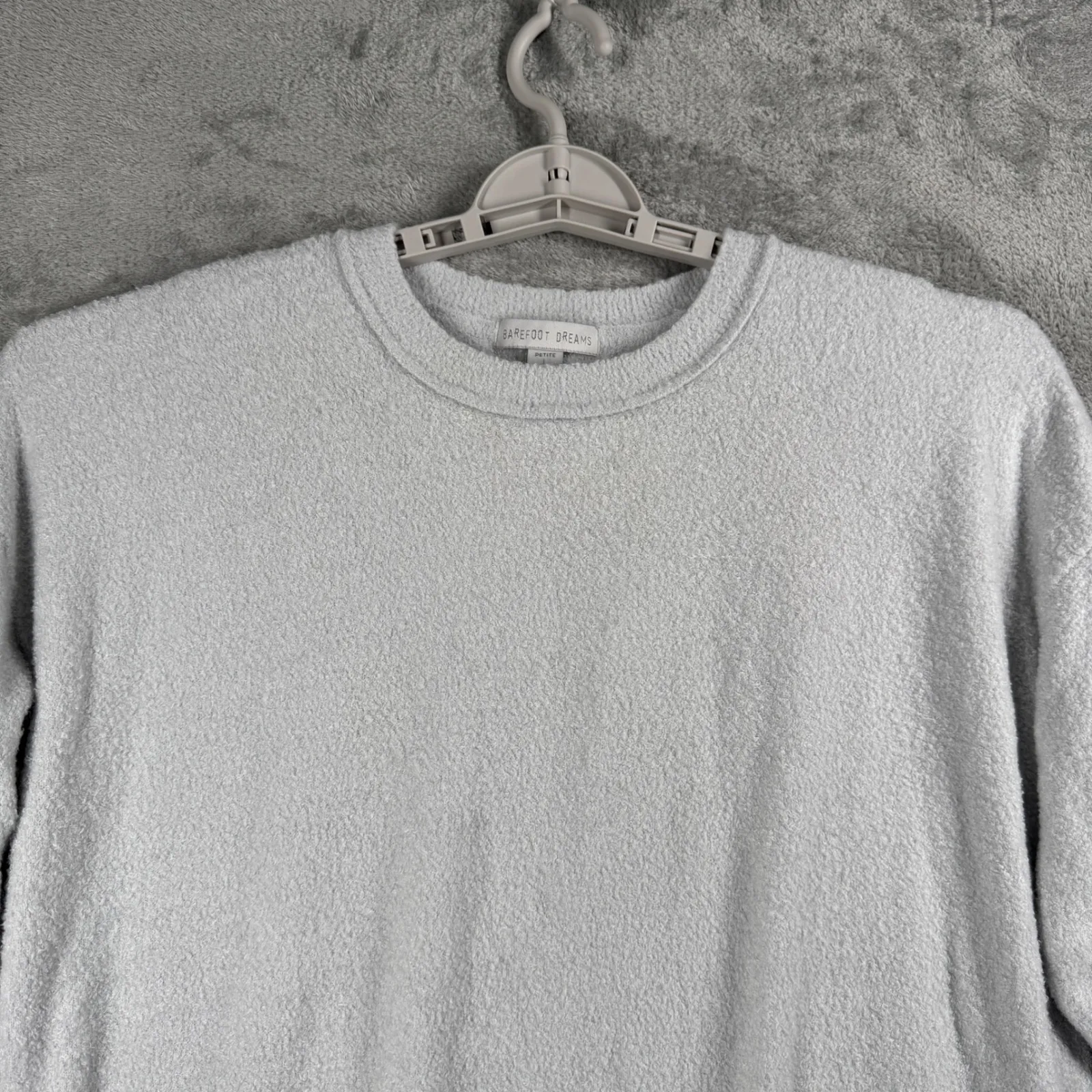 Barefoot Dreams Sweater CozyChic Lite Knit Gray Petite Large Crewneck Pullover - Image 4
