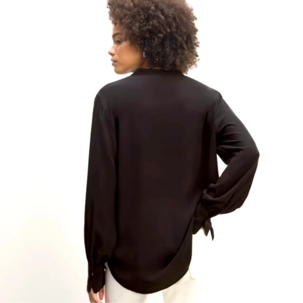Everlane Washable Silk Henley Shirt Blouse size 0 XS Black $150 - Image 4
