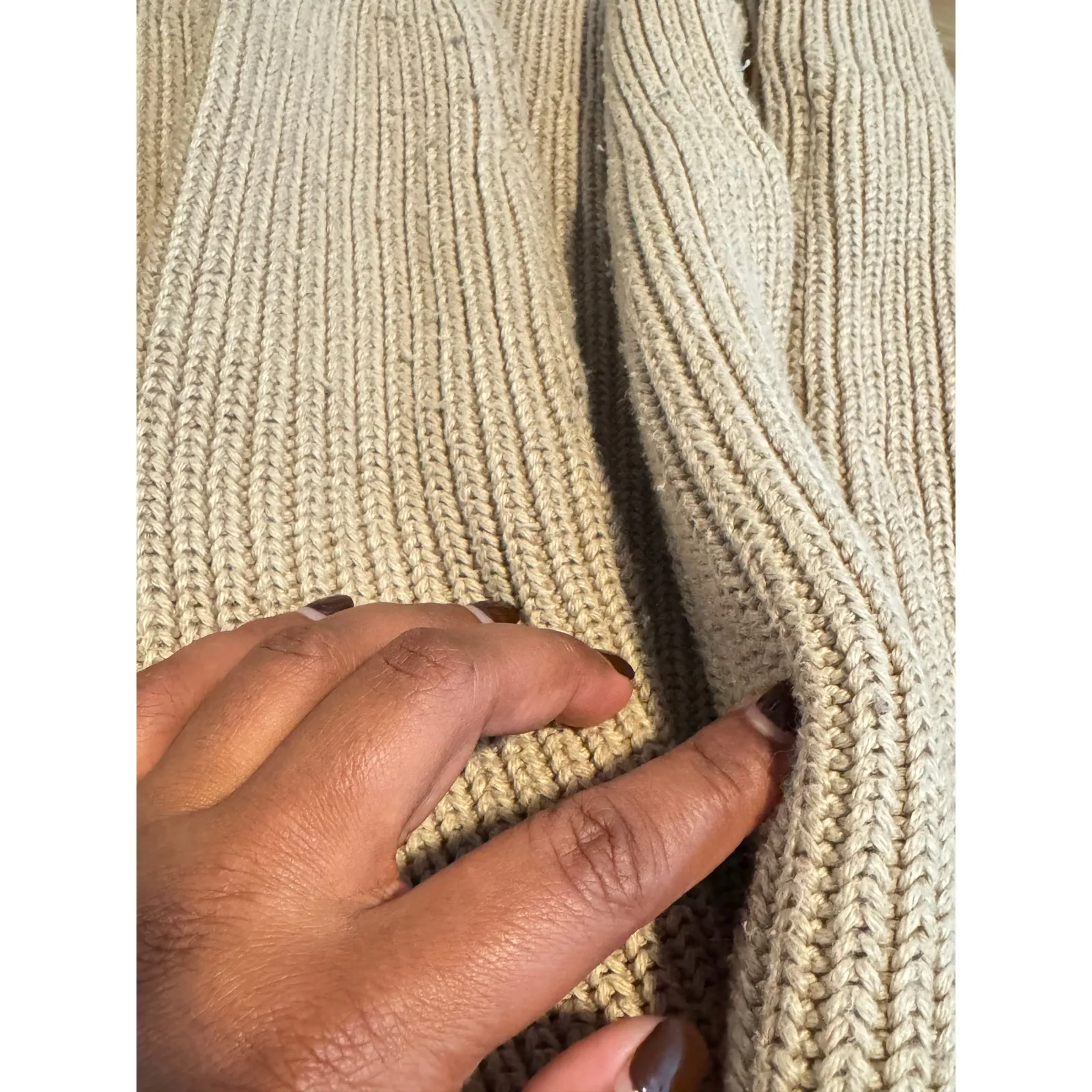 Abercrombie & Fitch Women’s Turtleneck Sweater XS Beige Ribbed Knit Cotton Blend - Image 2