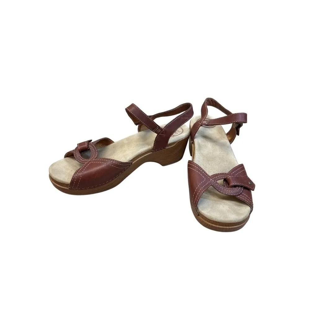 Dansko Womens Brown Leather Slip-On Wedge Sandals Size 9.5/42 SKU8124 - Image 2
