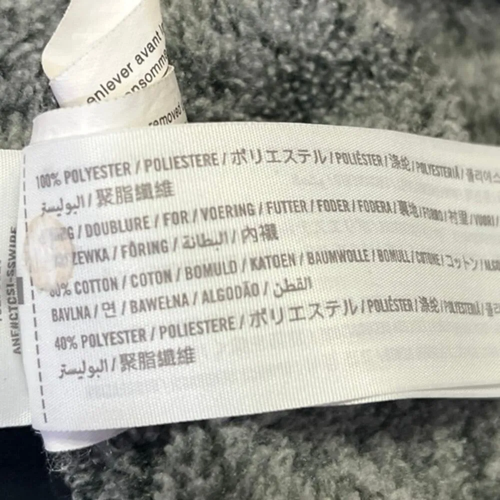 Abercrombie & Fitch Gray Fleece Quilted Asymmetric Button High Neck Jacket Sz XS - Image 5