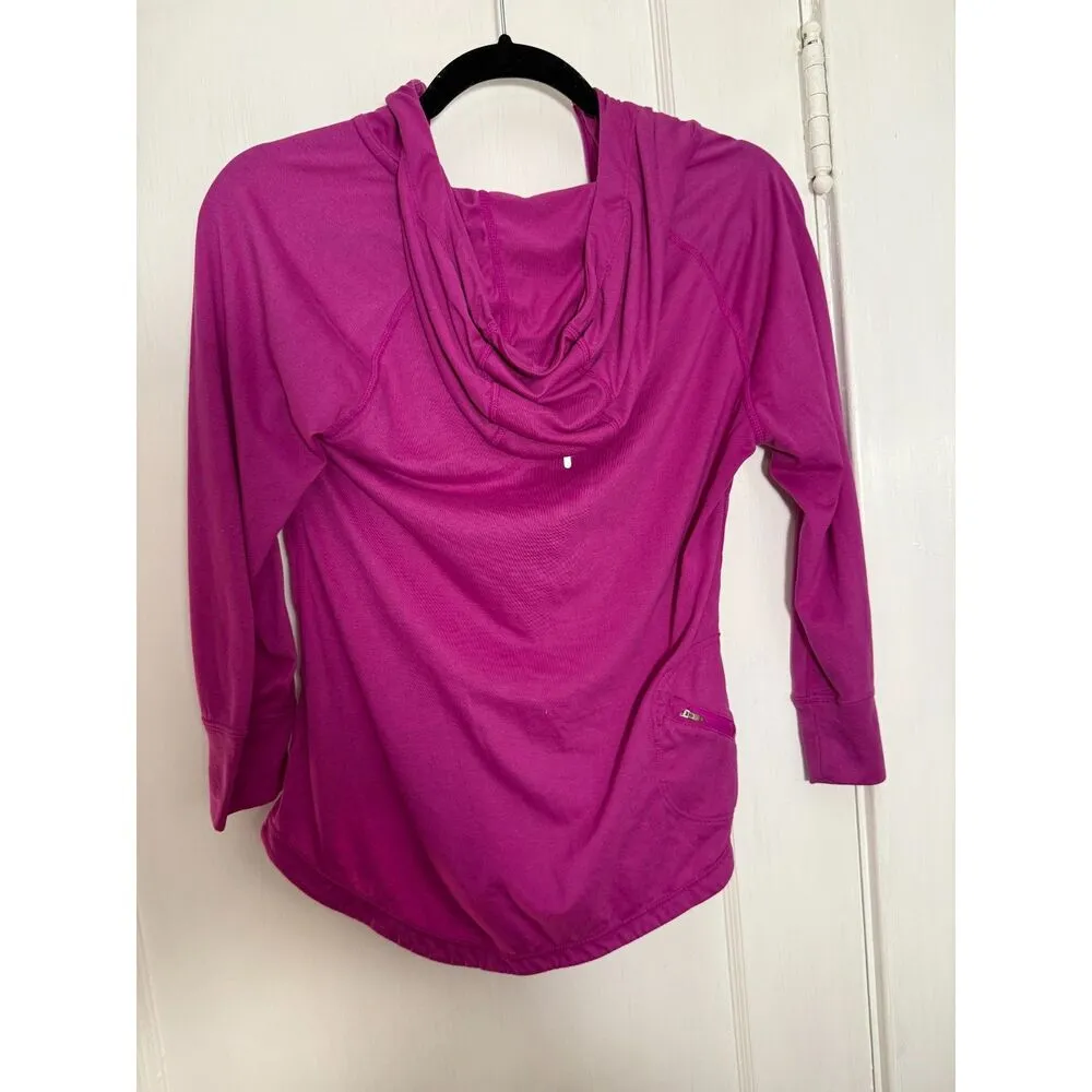 Nike Dri-Fit Running Quarter Zip Purple Hooded Shirt - Image 2