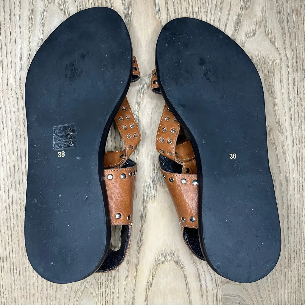 Mariano Renzi Brown Studded Leather Western Gladiator Sandals Size 38/Womens 8 - Image 8