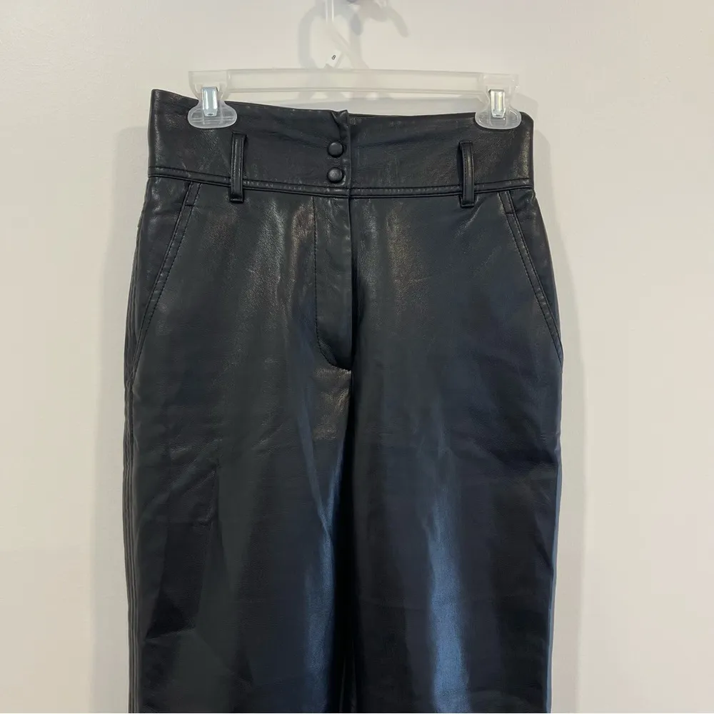 Aritzia Wilfred Pants Womens 2 Vegan Faux Leather Black High Rise Sleek - Image 2