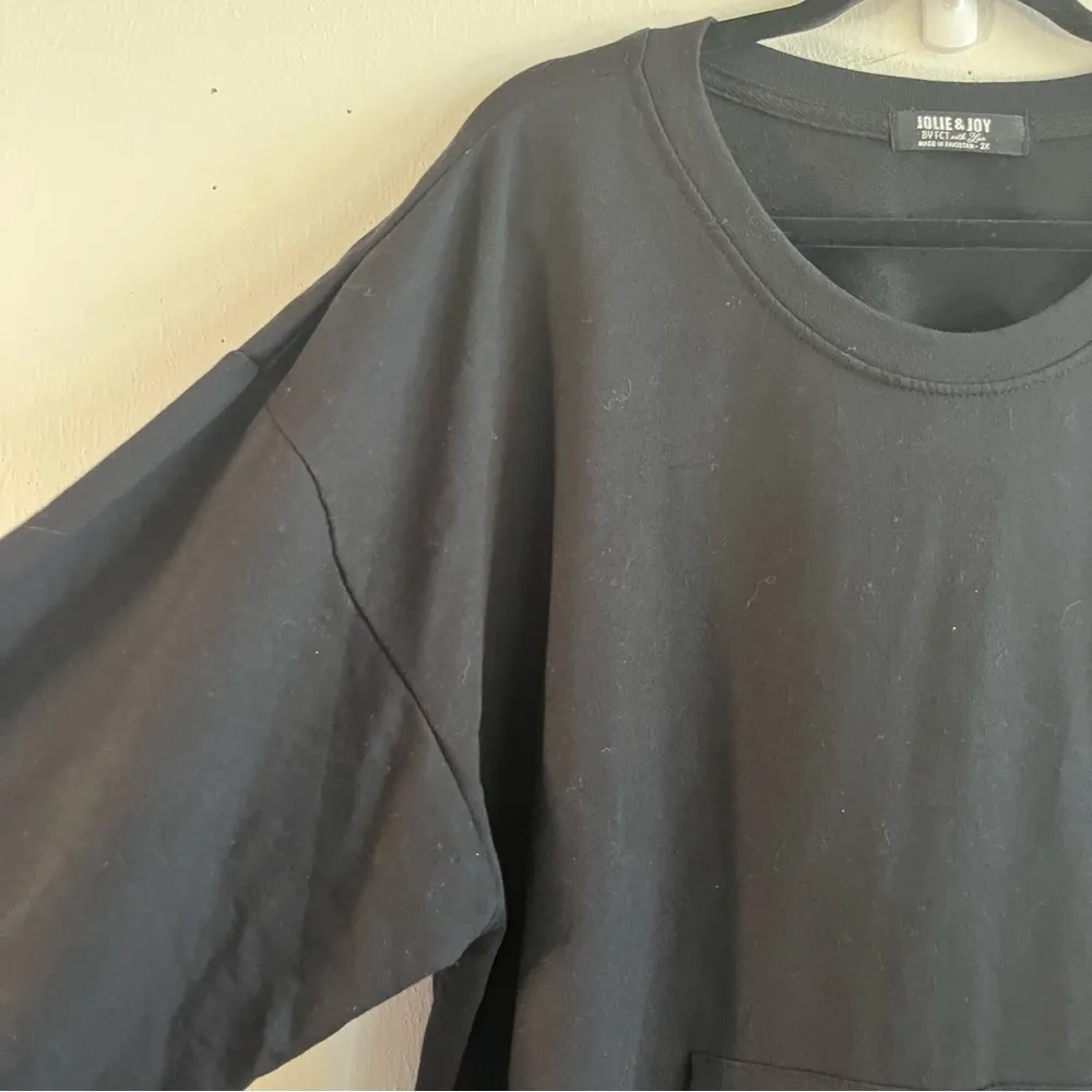 Jolie & Joy Sweatshirt Black Distressed Oversized Scoop Neck Top Sz 2X EUC - Image 5