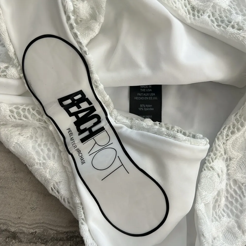 Beach Riot x REVOLVE Selena Lace Bridal Bachelorette White One Piece Swimsuit, White Size XS NEW - Image 9