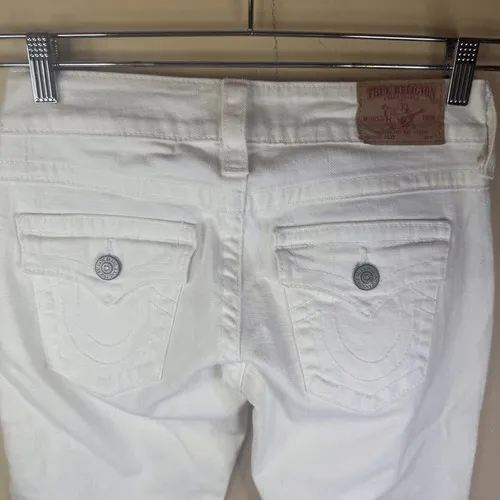 True Religion Womens‎ Ricky Straight White Denim Jean Size 27 Streetwear Summer - Image 5