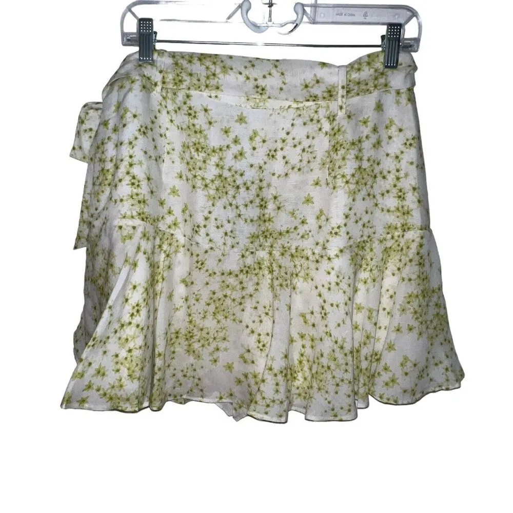 AllSaints Frida Amanzi Mini Skirt Skort Lime Green US Sz 8 Linen Blend‎ New $169 - Image 5