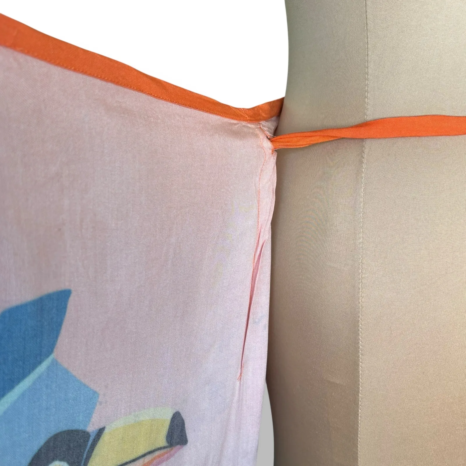 Farm Rio Vacation Toucan Sarong Skirt Tassel Hem Ombre Sunset Wrap Fringe Size P - Image 6