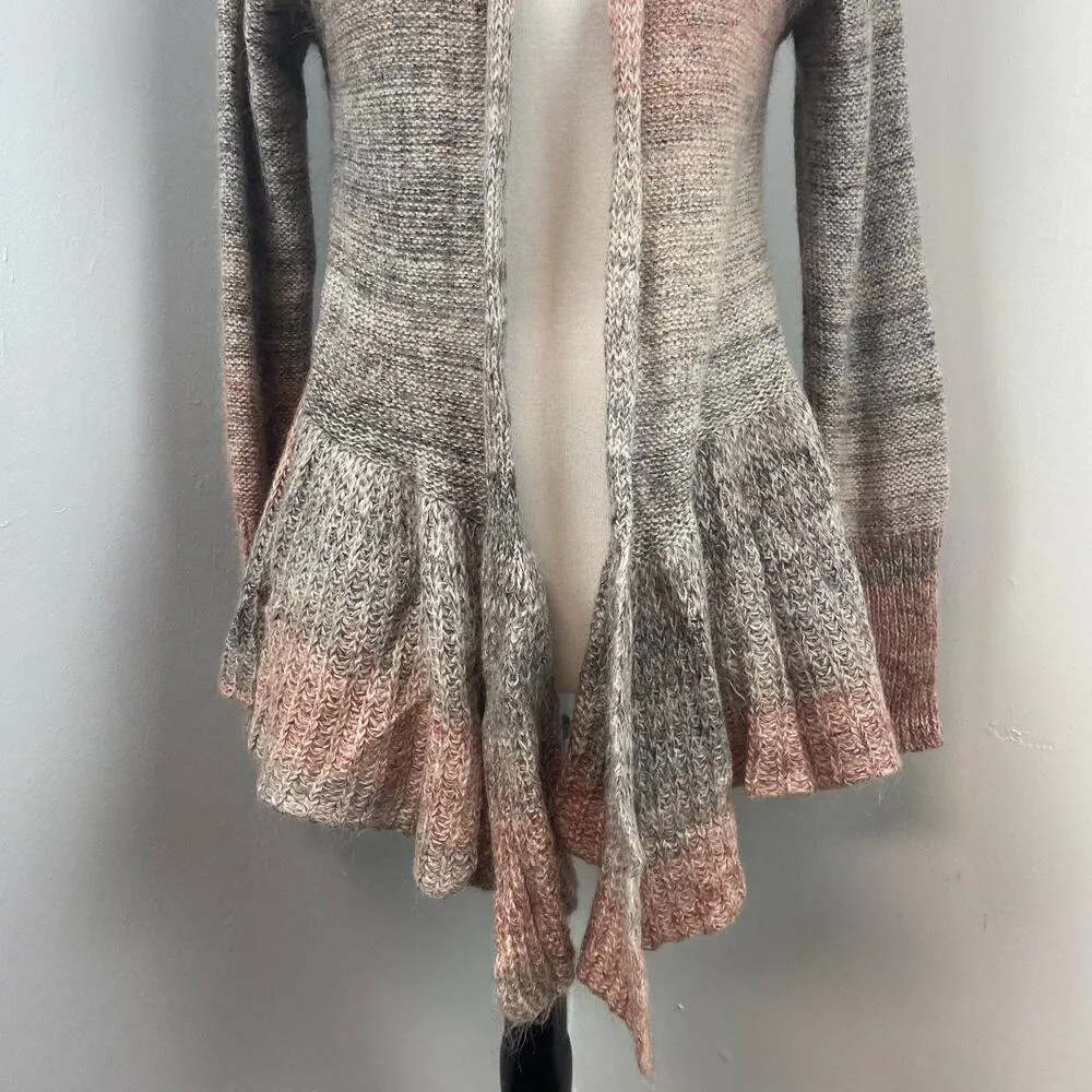 Anthropologie Knitted & Knotted Cody Mohair Wool Ruffle Peplum Cardigan Large - Image 7