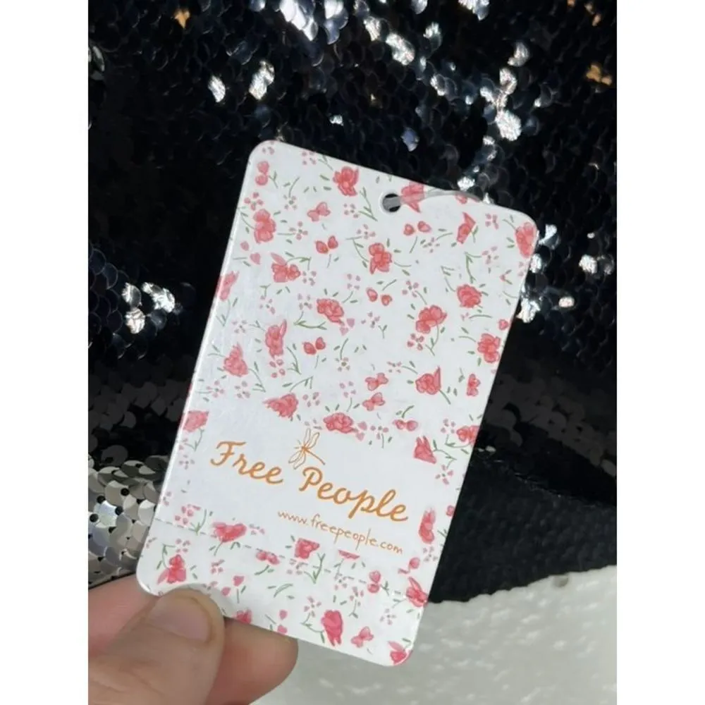 Free People Camo Reversible-Sequin Mini Skirt Black Gray-Green Size 0 NWT - Image 5