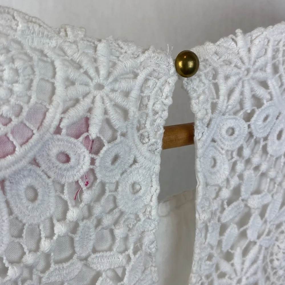 Lilly Pulitzer White Sleeveless Crochet Blouse Top S - Image 3