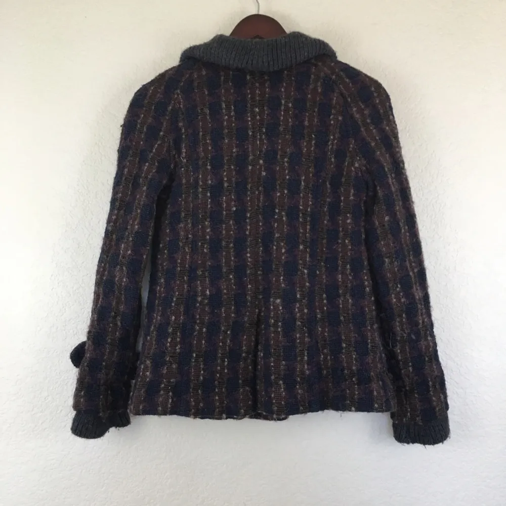 Zara TRF Fiber Textured Plaid Coat Jacket M - Image 6