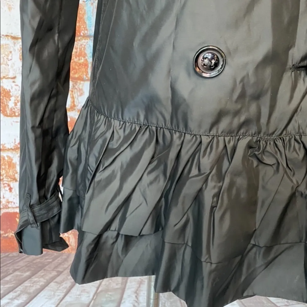 G.E.T. Equipment General Technique black ruffle hem double breasted jacket small - Image 2