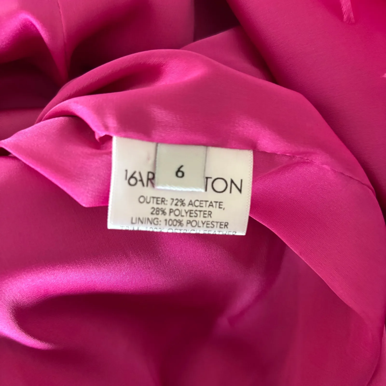 16Arlington Himawari Dress Strapless Feather Trimmed Knot Satin Pink Midi Size 2 - Image 12