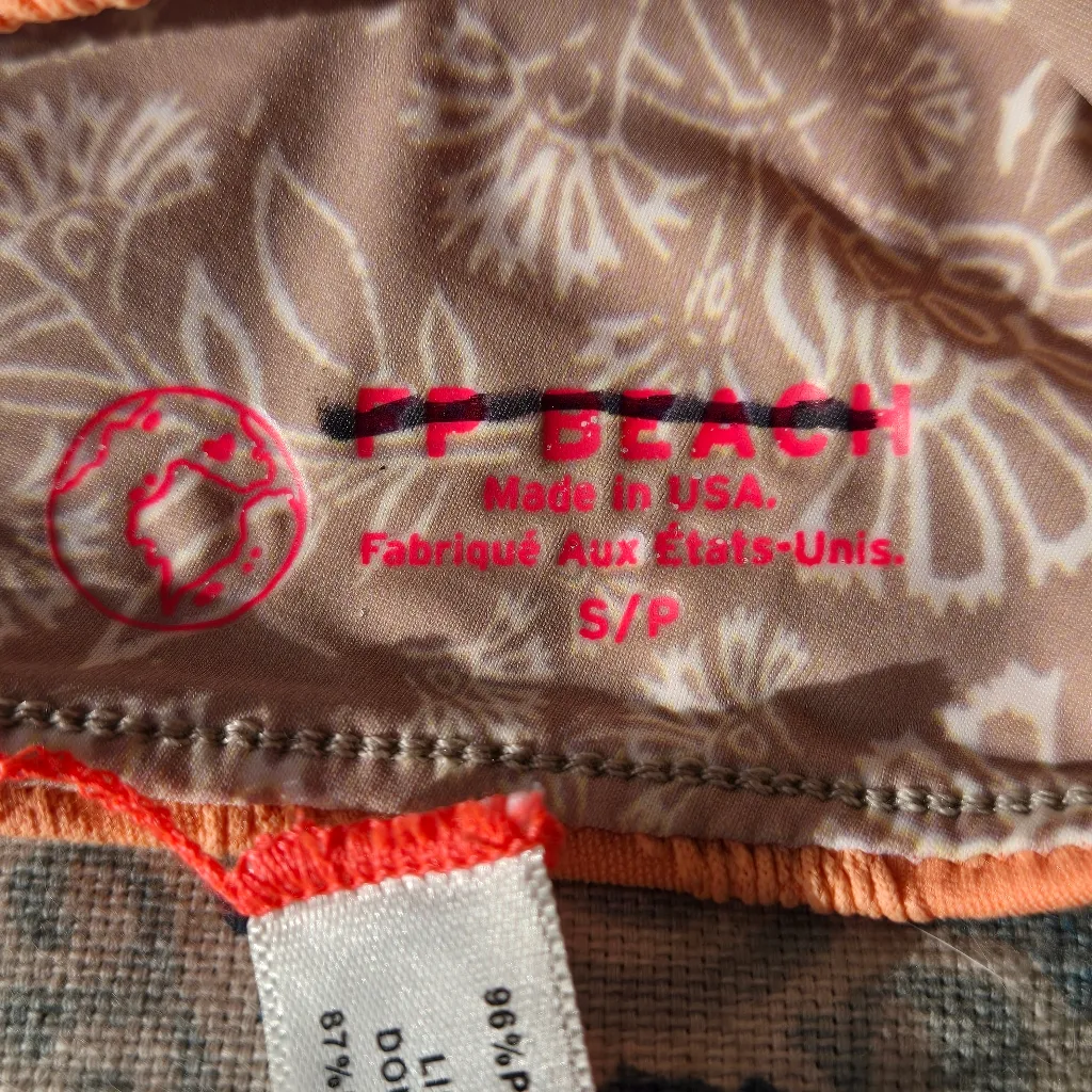 Free People Beach MISTY BAYSIDE CROP Neon Orange Floral Bikini Top Swimwear S - Image 7