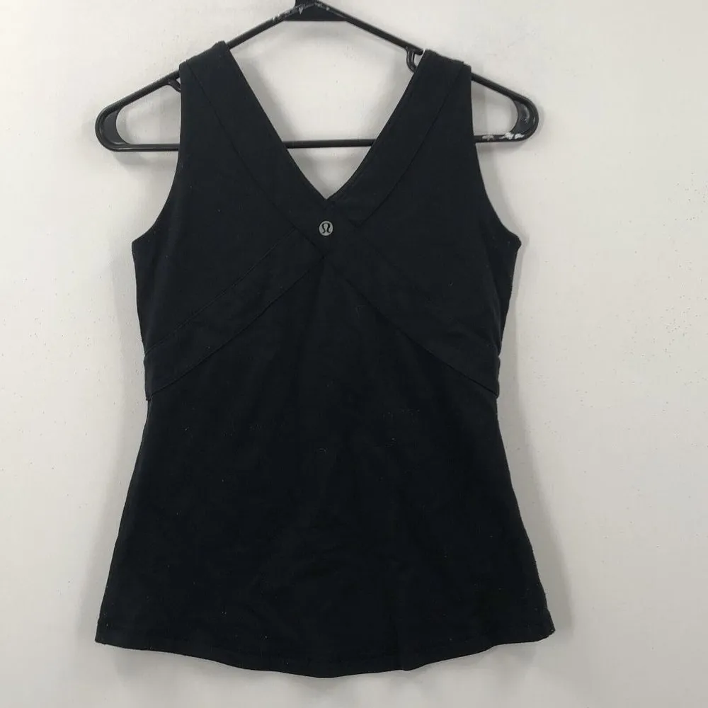 Lululemon Black V Neck Wet Dry Warm Wide Strap Activewear Pullover Tank 29" - Image 9