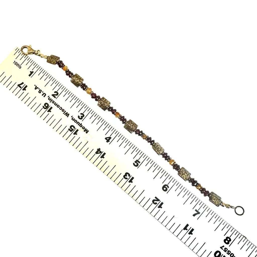 Sterling Silver Garnet & Amber Beaded Bracelet - Image 11