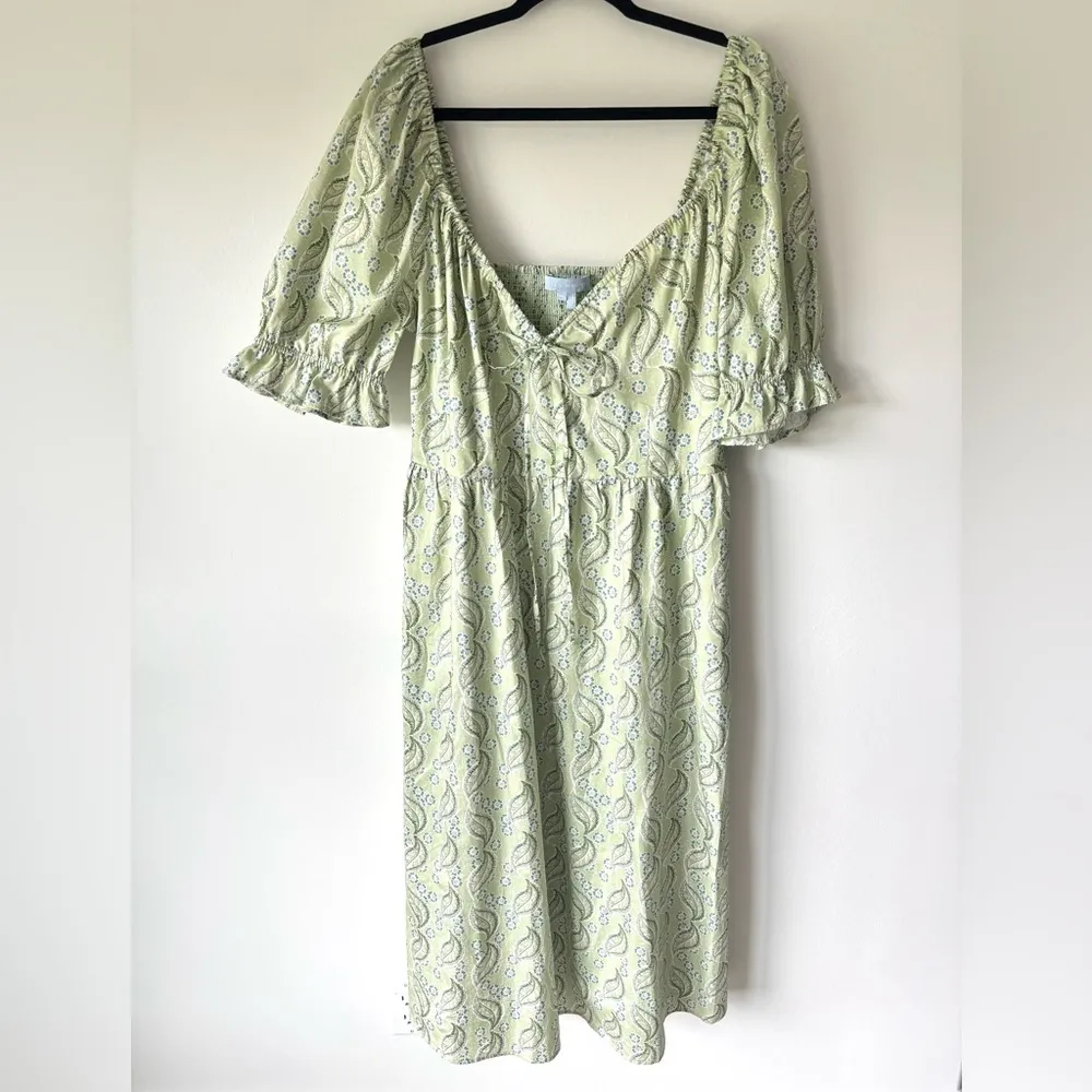Hill House Home Ophelia Dress Eucalyptus Floral Green Midi Dress Cottagecore - Image 2