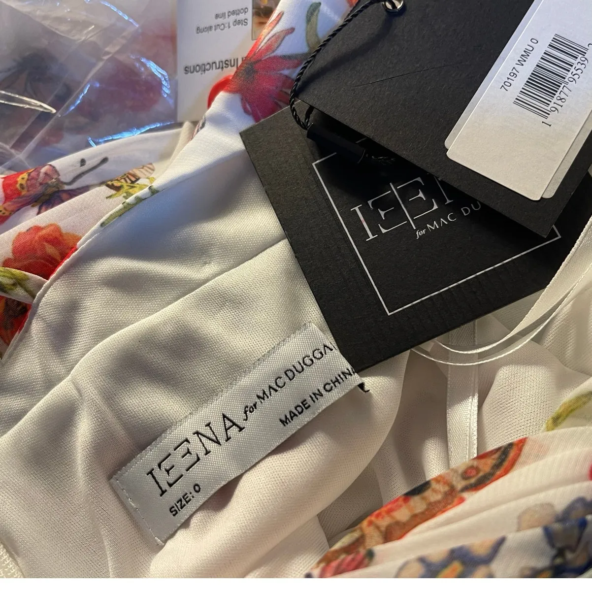 Mac Duggal Size 0 NEW 70197 White Multi Butterfly Print Ruffle Hem Mini Dress - Image 6